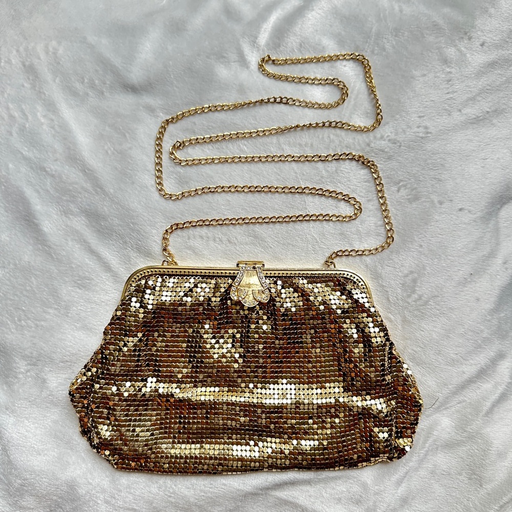 VINTAGE Whiting and Davis Gold Mesh Evening Bag